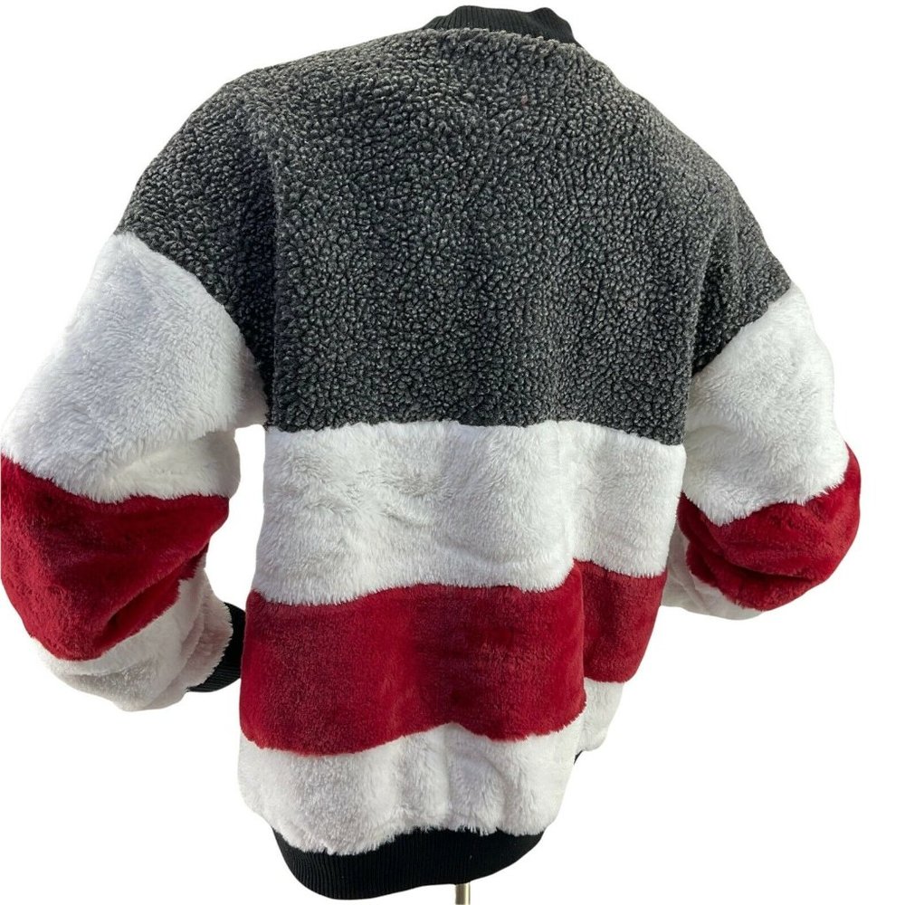 Revolve Super Down Coat Womens Juniors Sz S Faux Fur & Shearling Striped $88 Nwt - Picture 3 of 7